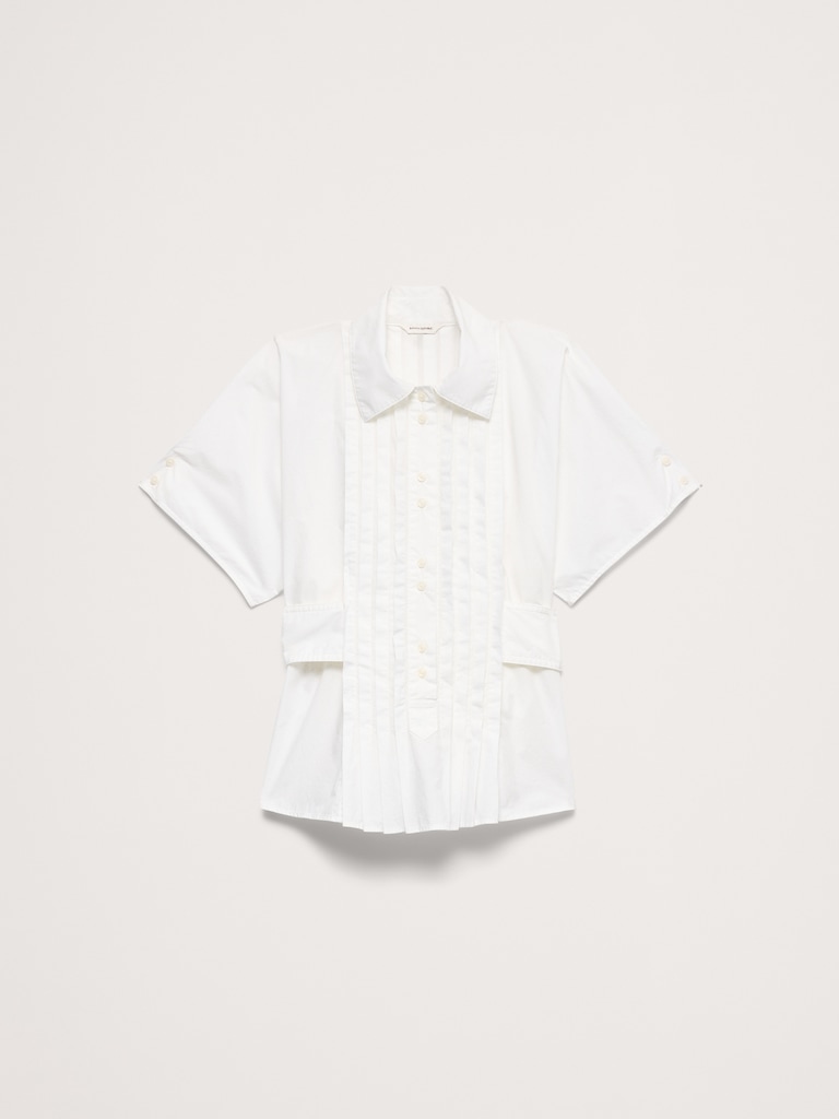 Pleated Cotton Poplin Top