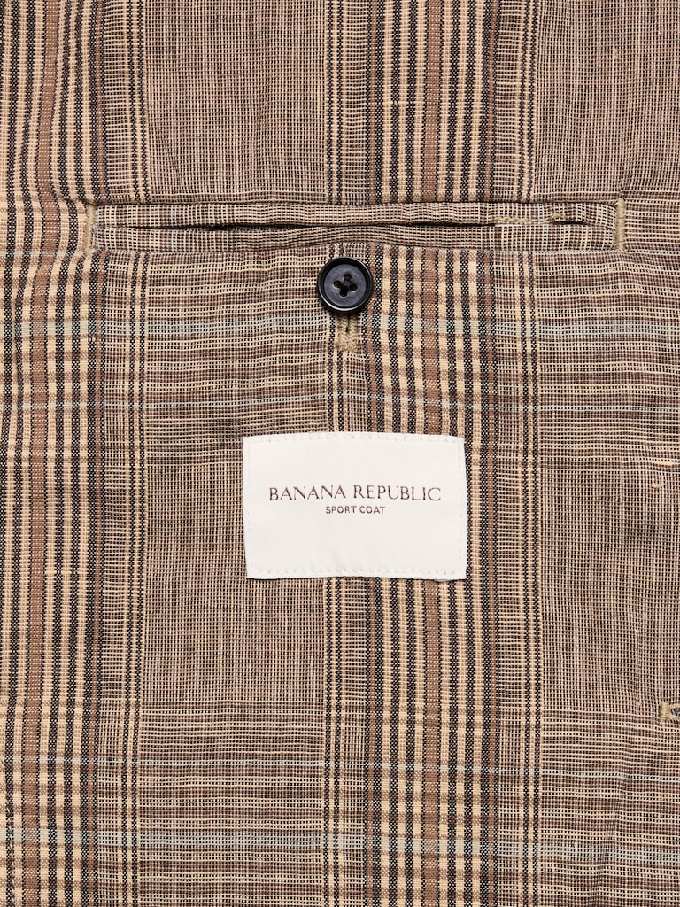 Italian Plaid Cotton-Linen Blazer