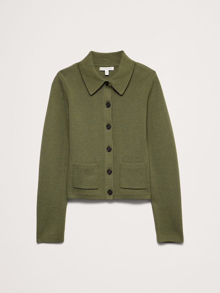 Larkspur Cotton-Silk Polo Cardigan