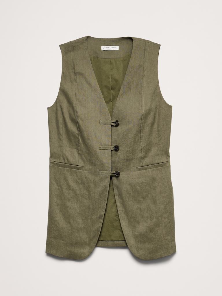 Stretch Linen-Viscose Long Vest