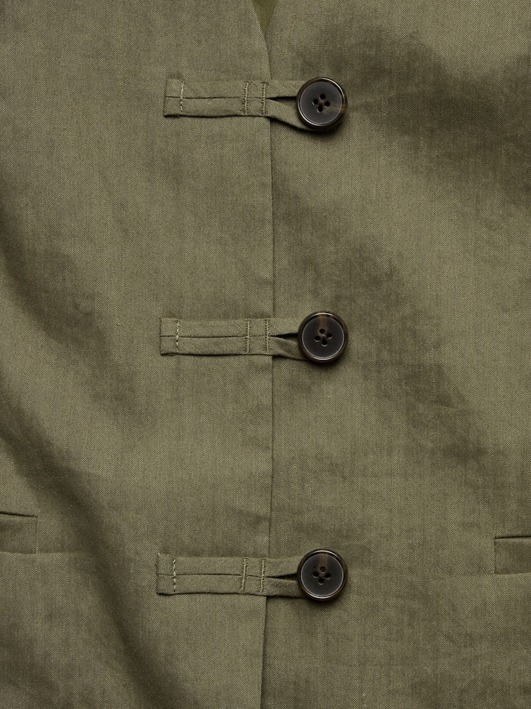 Stretch Linen-Viscose Long Vest