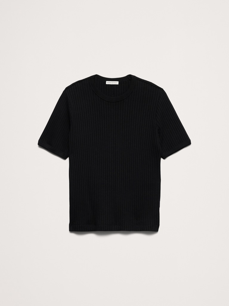 Ribbed Stretch-Cotton Crew-Neck T-Shirt