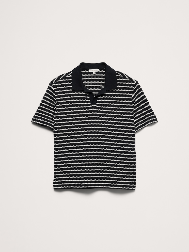 Stripe Johnny-Collar Polo