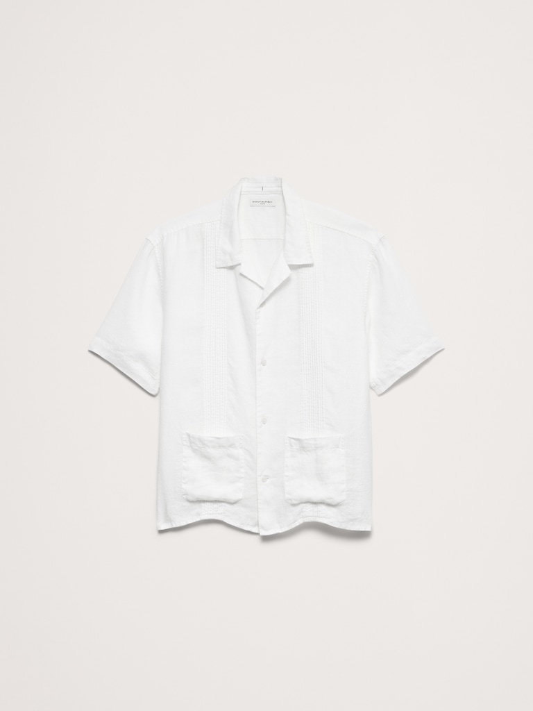 Relaxed-Fit Pleated Linen Resort Shirt