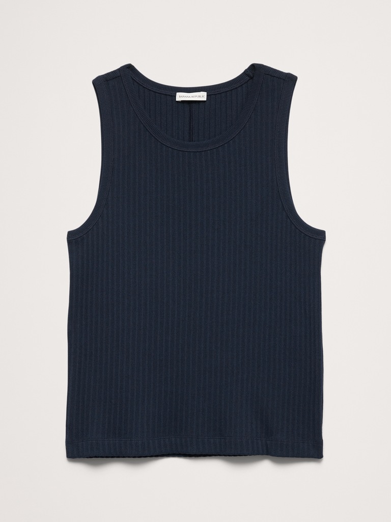 Ribbed Stretch-Cotton Tank