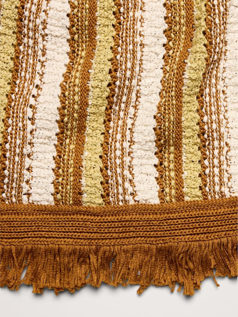 Cardigan à col polo en coton à franges