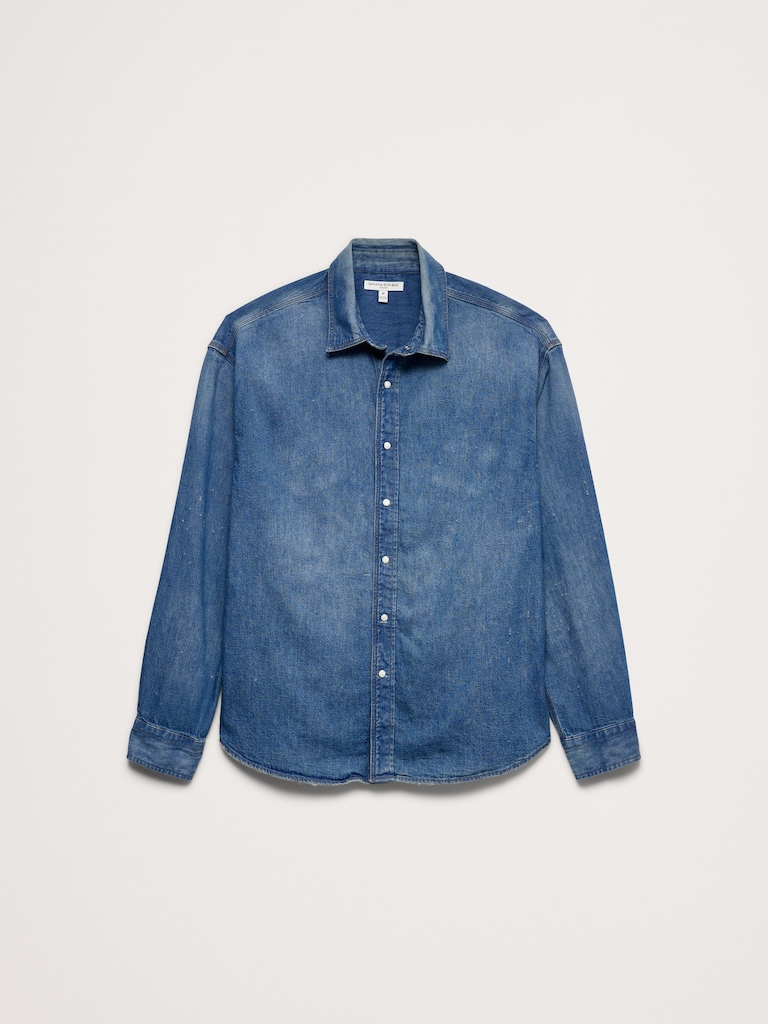 Relaxed-Fit Denim Shirt with Snaps