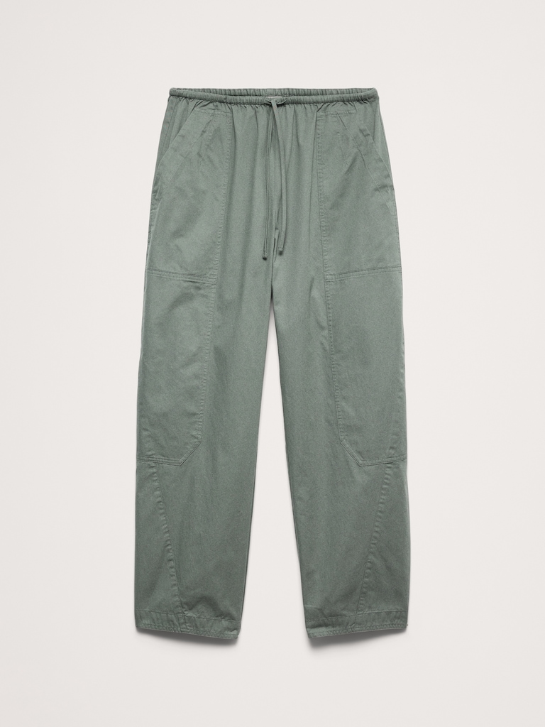 Cotton Poplin Barrel Pull-On Pant