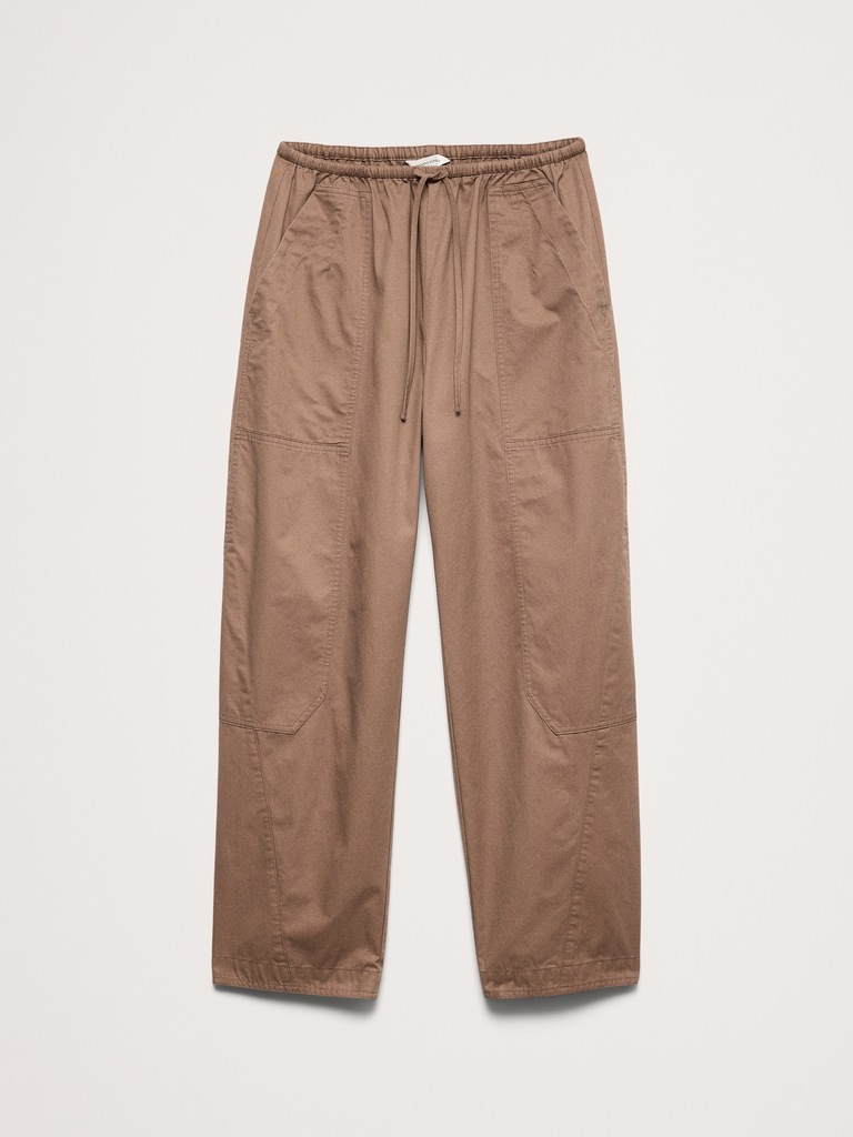 Cotton Poplin Barrel Pull-On Pant