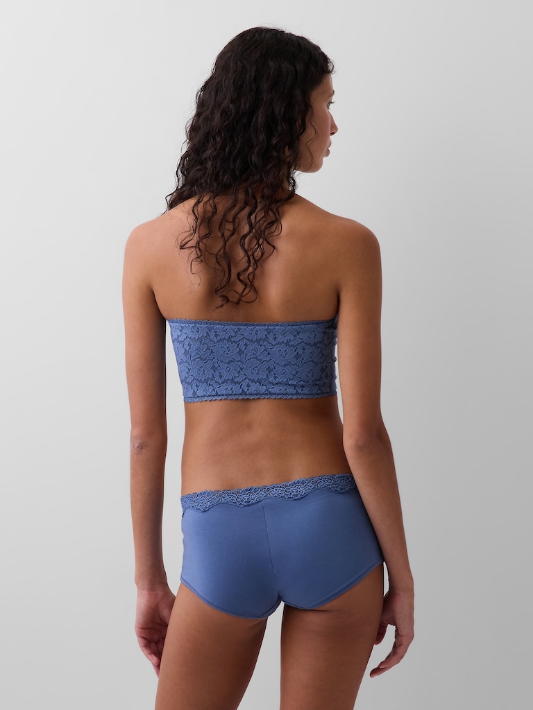 Organic Stretch Cotton Lace-Trim Bandeau Bralette