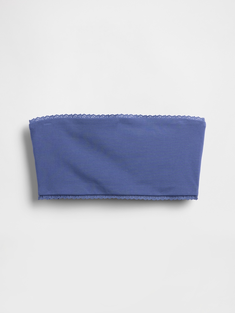 Organic Stretch Cotton Lace-Trim Bandeau Bralette