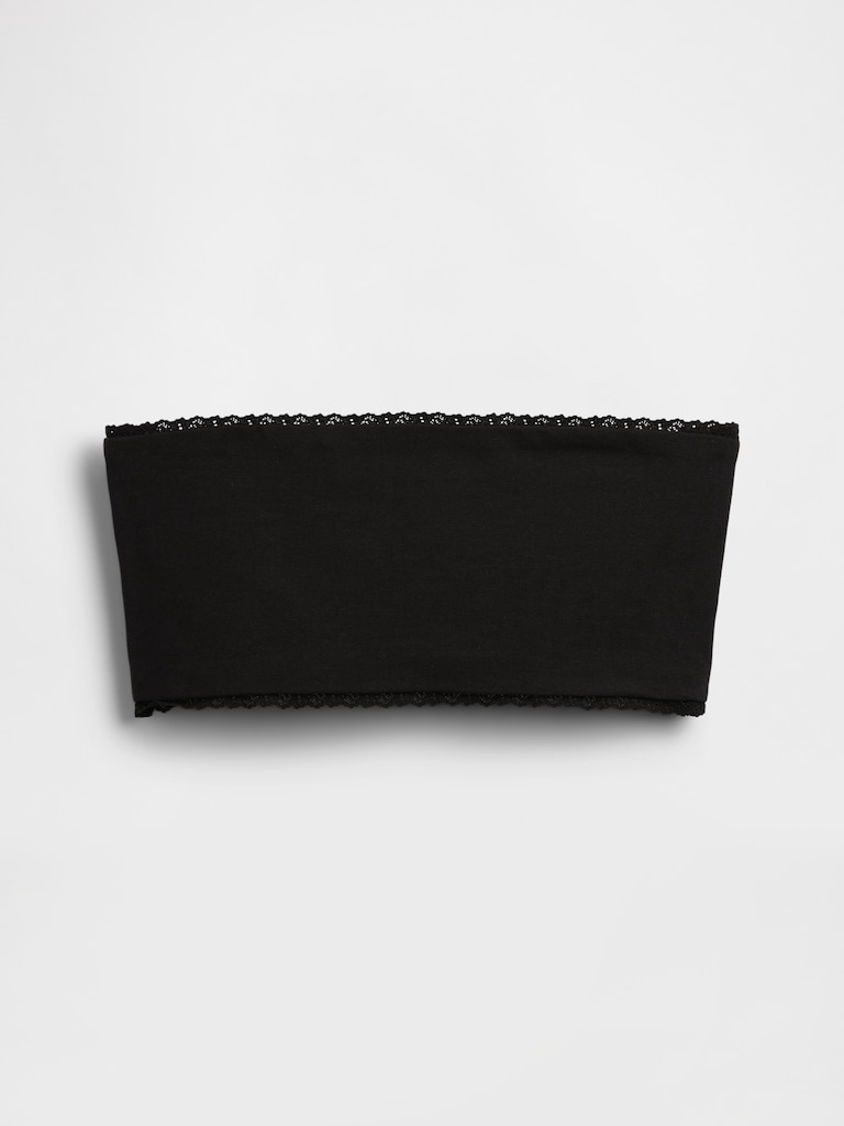 Organic Stretch Cotton Lace-Trim Bandeau Bralette