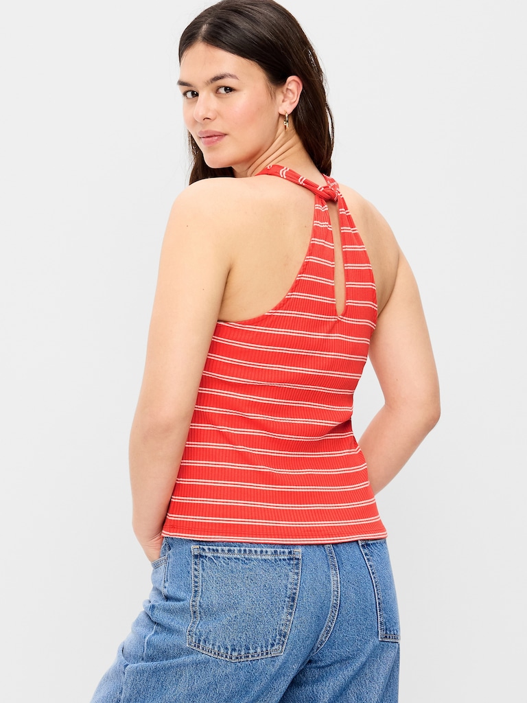 Sleeveless Ribbed Loop-Back Tank Top