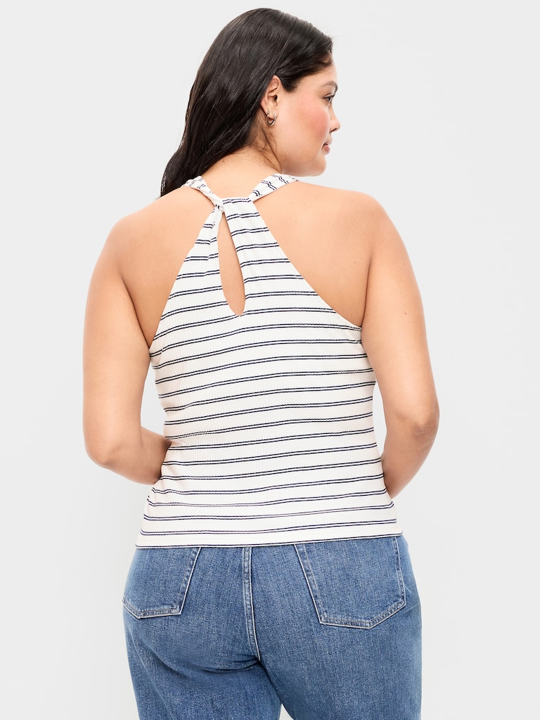 Sleeveless Ribbed Loop-Back Tank Top