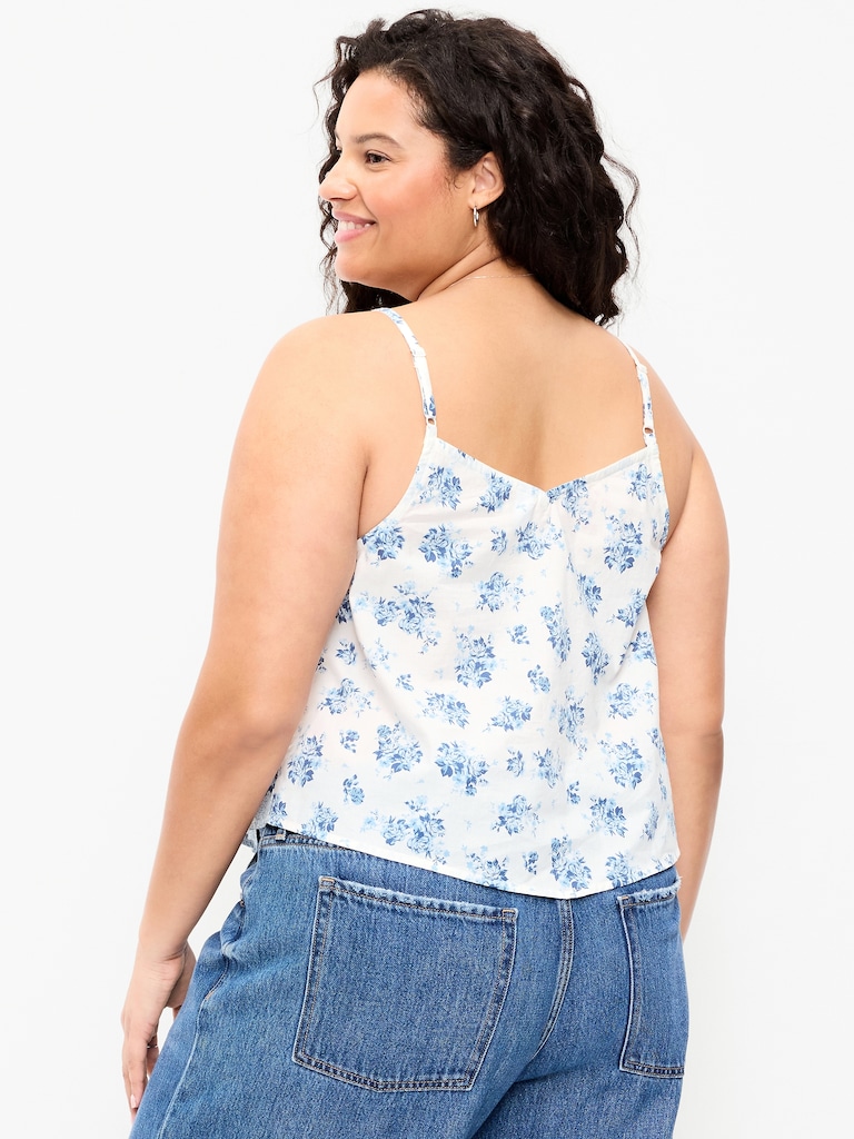 Lace-Trim Scarf Tank Top