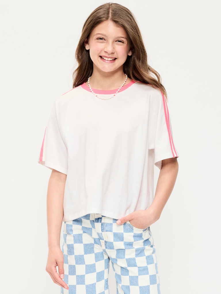 Oversized Short-Sleeve Cropped T-Shirt for Girls