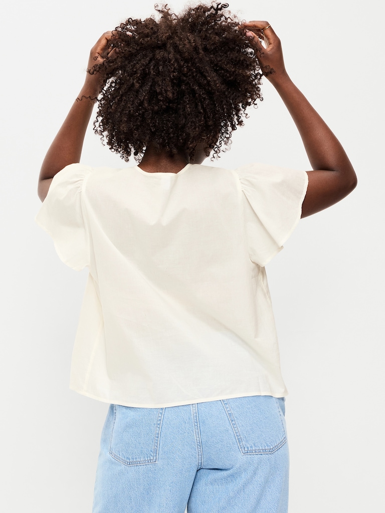 Short-Sleeve Embroidered Trousseau Top
