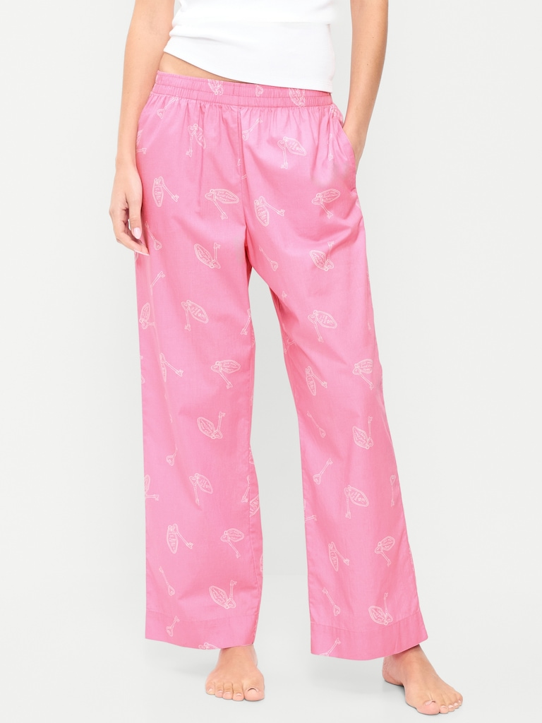 High-Waisted Poplin Pajama Pant