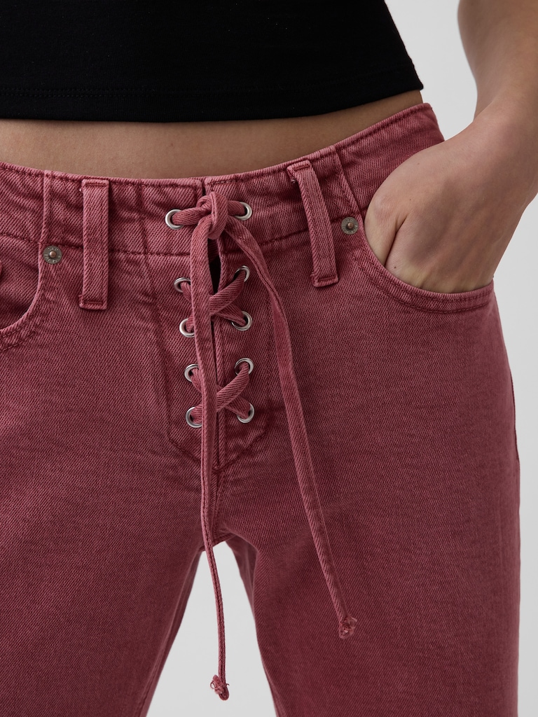 Low Rise Lace-Up '90s Slim Straight Jeans