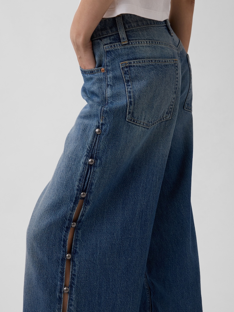 Mid Rise UltraSoft Studded Baggy Jeans