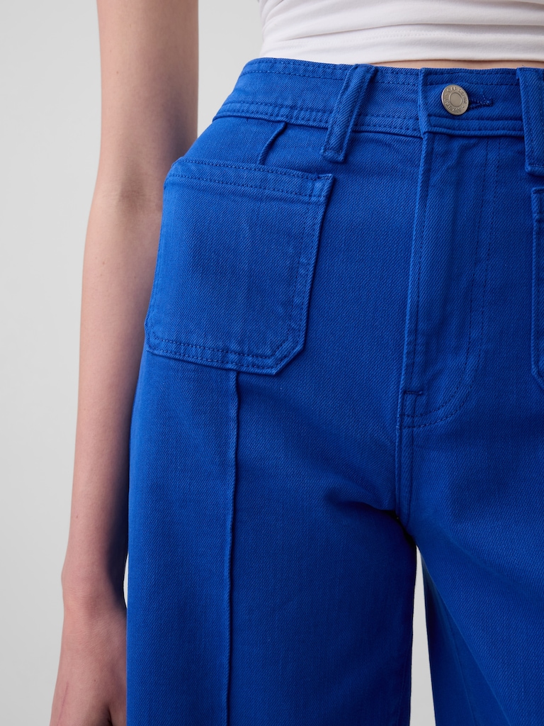 High Rise Stride Wide-Leg Ankle Jeans