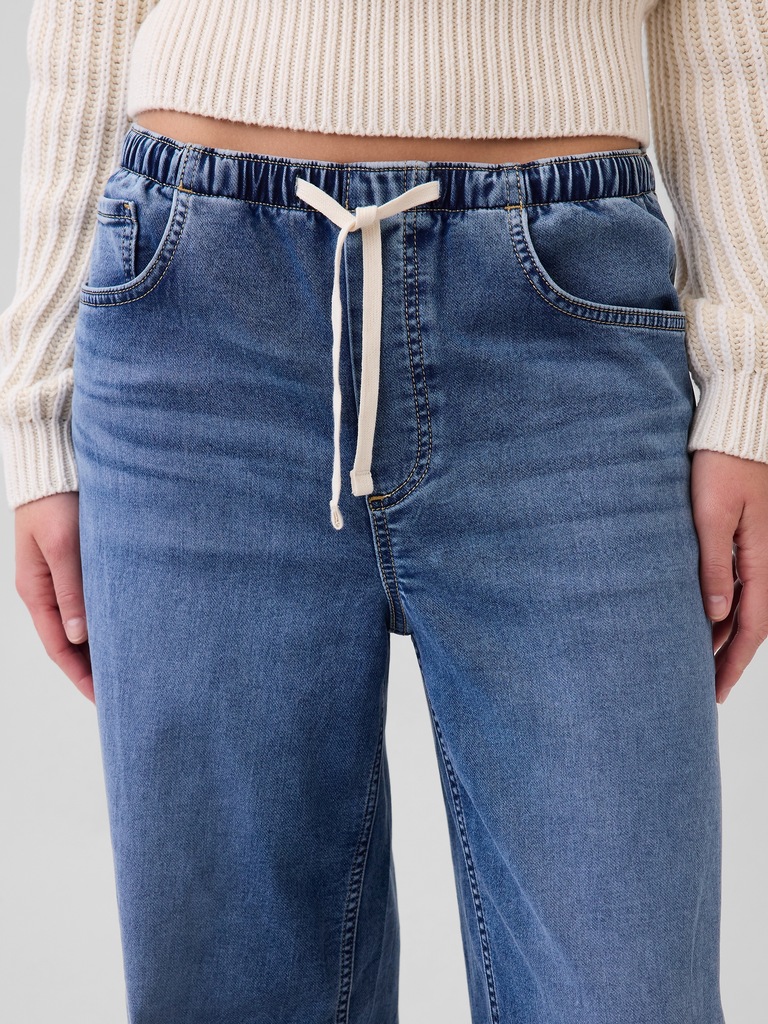 Mid Rise Knit Easy Baggy Jeans