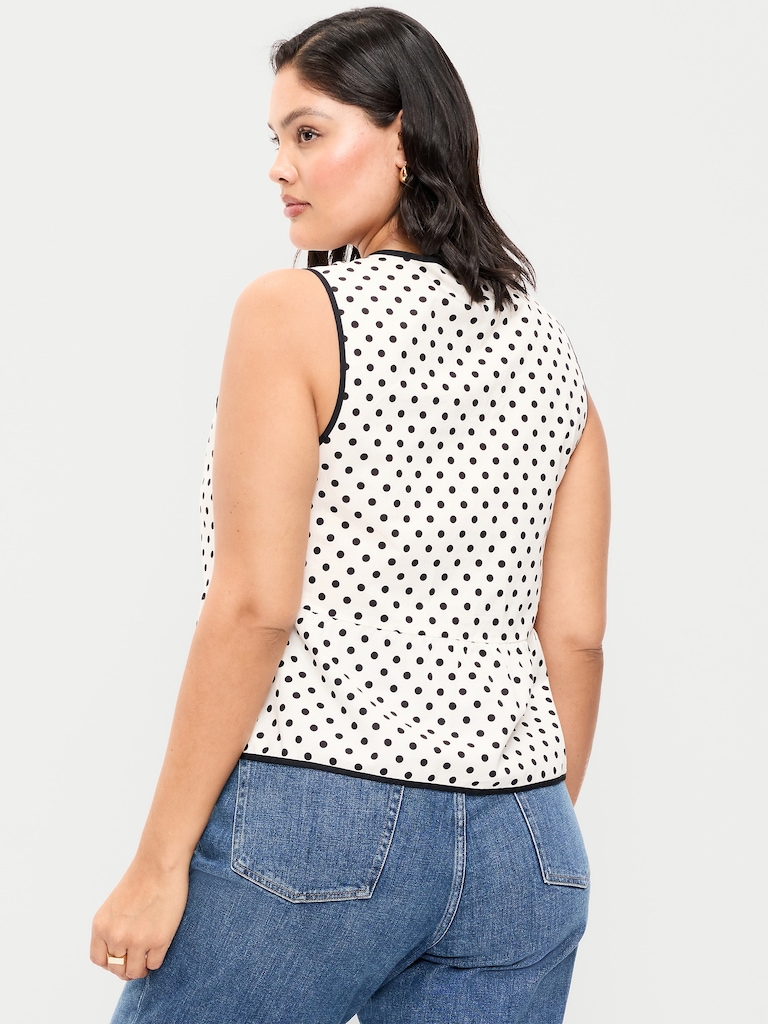 Tie-Front Peplum Tank Top