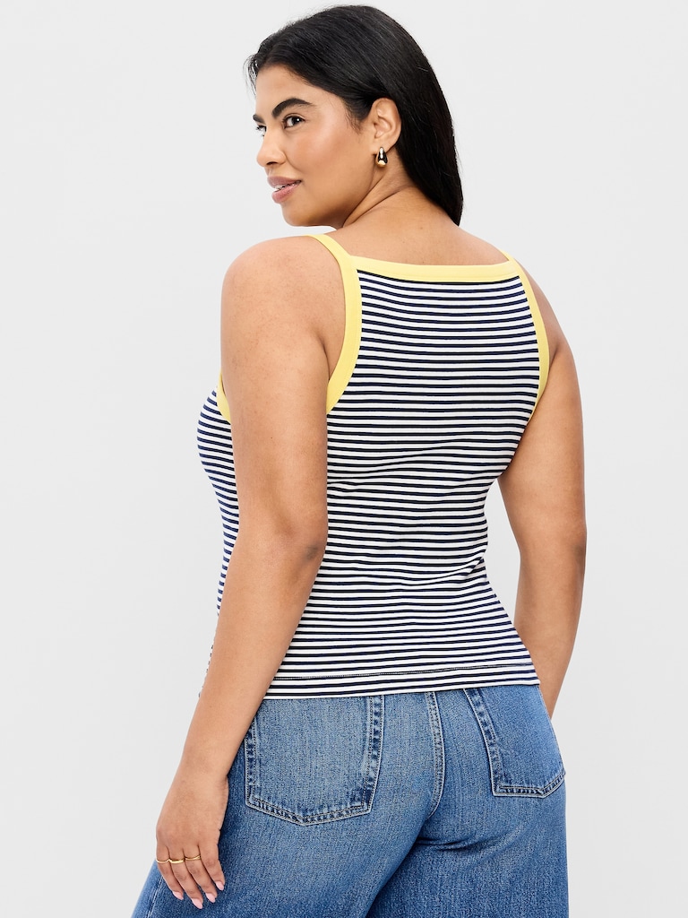 Fitted Sleeveless Apron Tank Top