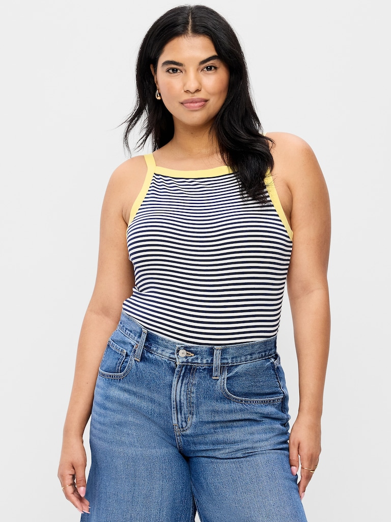 Fitted Sleeveless Apron Tank Top