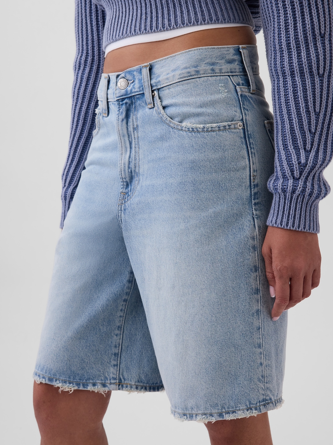 11" Mid Rise Longline Denim Shorts