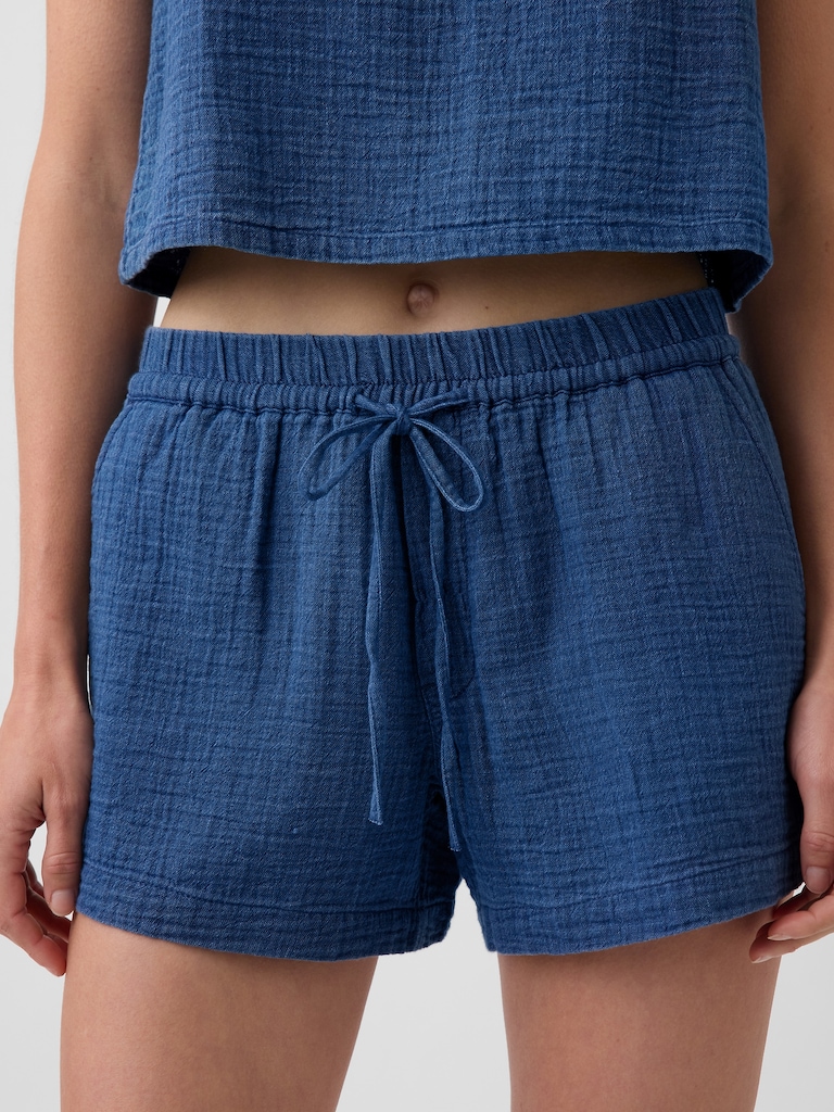 Cotton Gauze Denim Easy Shorts