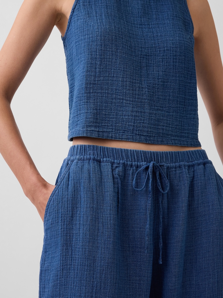 Cotton Gauze Denim Easy Barrel Joggers