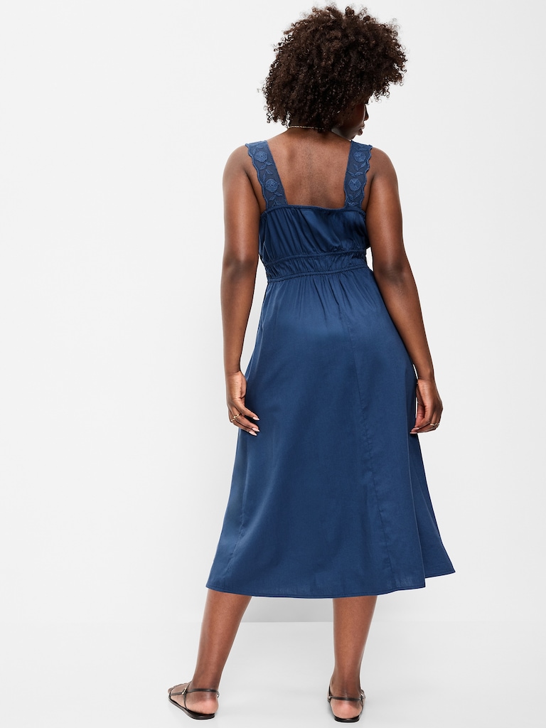 Fit & Flare Smocked-Waist Midi Dress