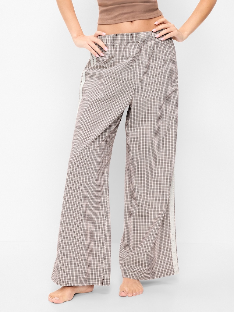 Poplin Wide-Leg Pajama Pants