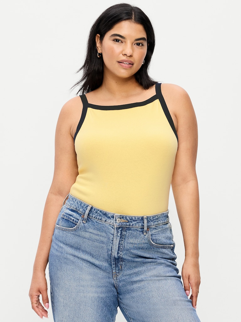 Fitted Sleeveless Apron Tank Top