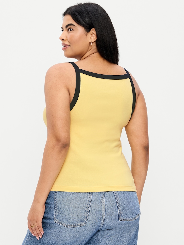 Fitted Sleeveless Apron Tank Top