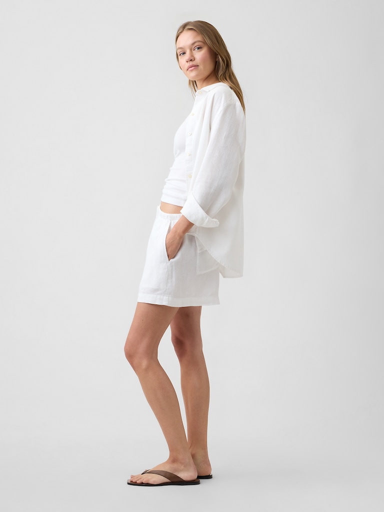 4" Pull-On Linen-Blend Shorts