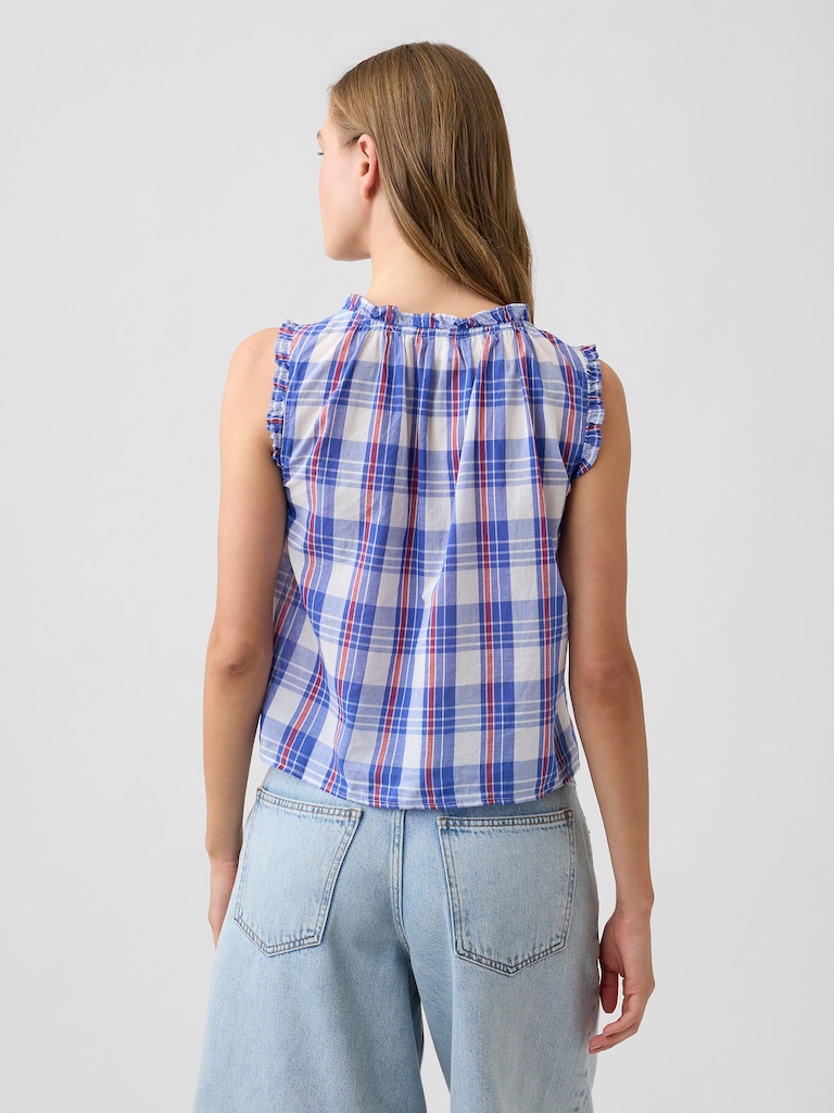 Relaxed Sleeveless Tie-Neck Top