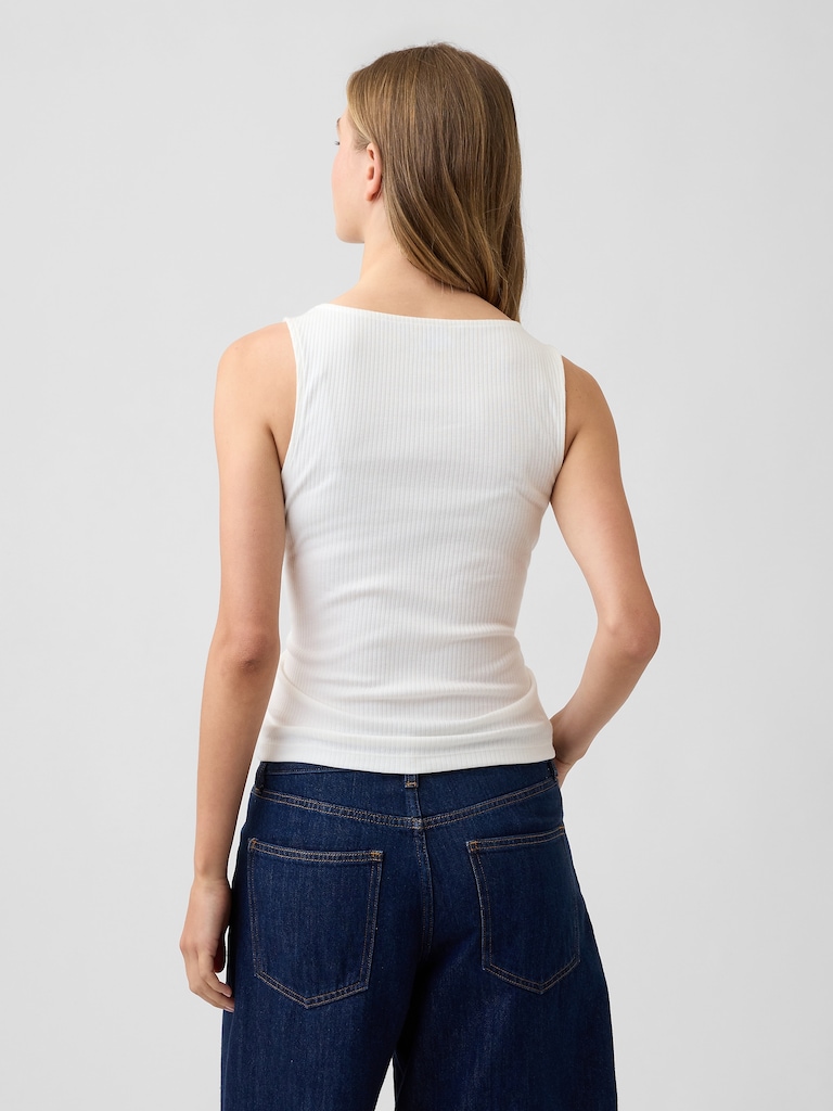 Ribbed Button-Up Top