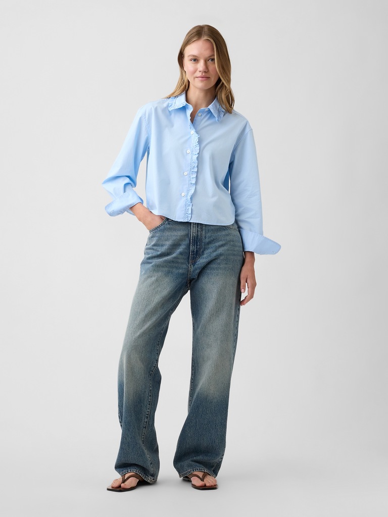Relaxed Cropped Poplin Shirt