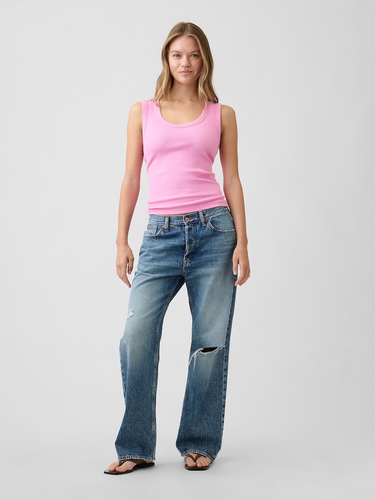 Ribbed Scoopneck Tank Top