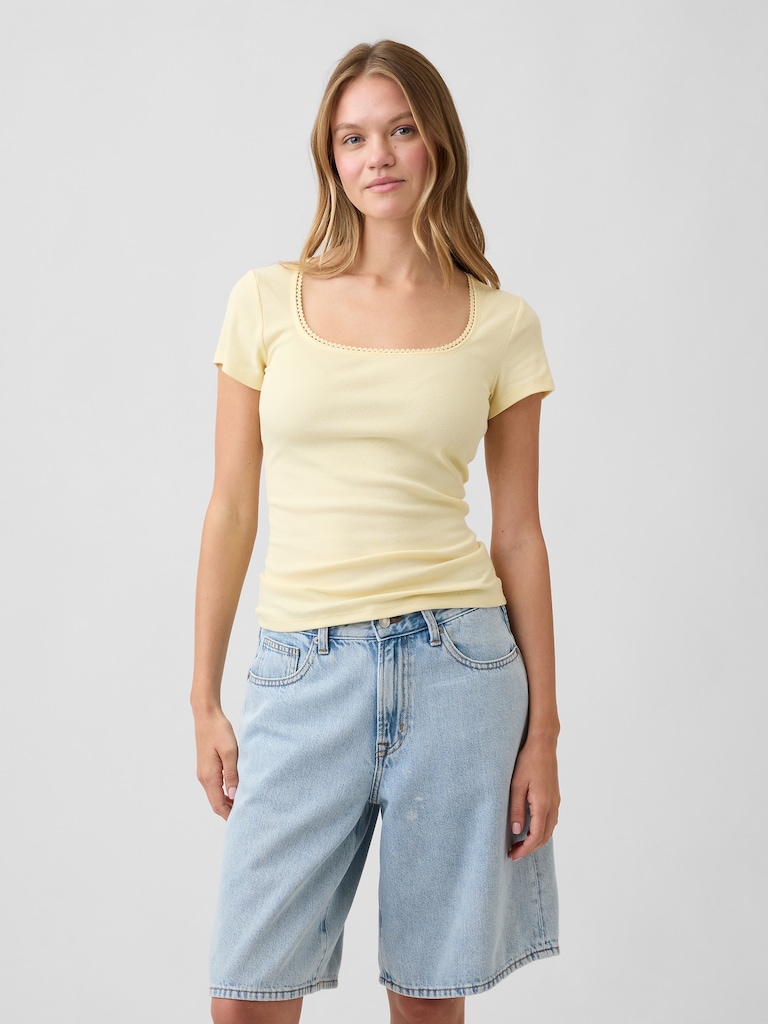 Ribbed Squareneck Top