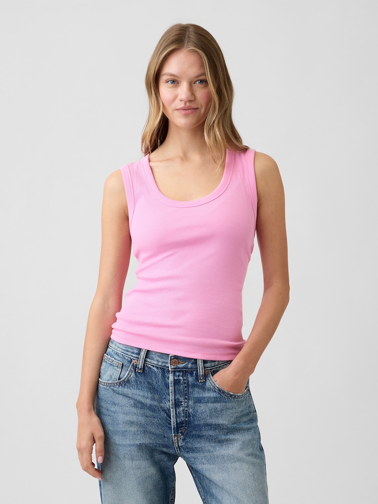 Ribbed Scoopneck Tank Top