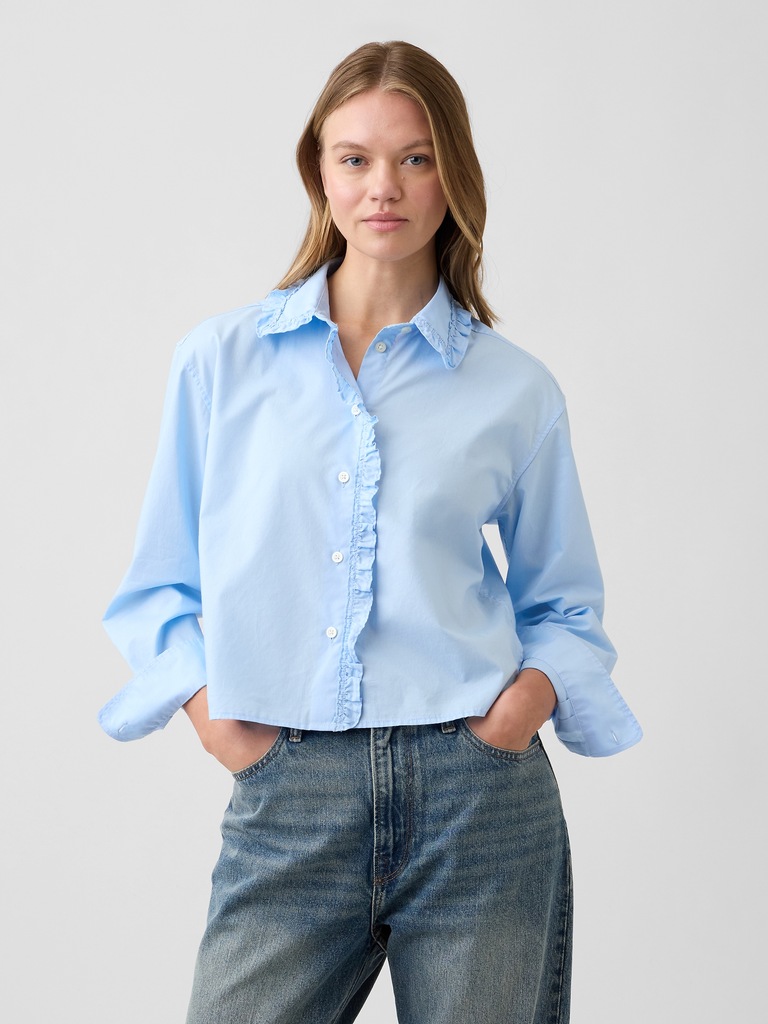 Relaxed Cropped Poplin Shirt
