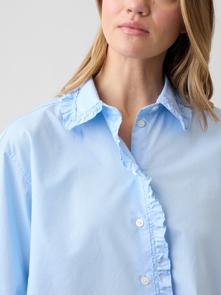 Relaxed Cropped Poplin Shirt