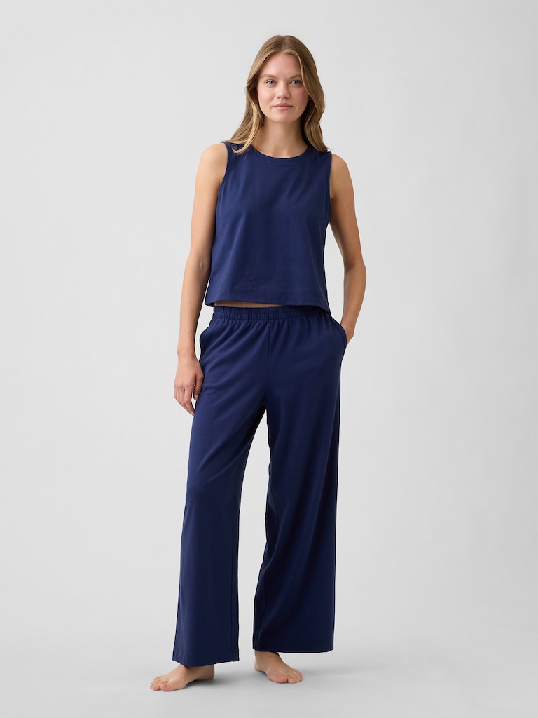 Heavyweight Pull-On Wide-Leg Crop Pants