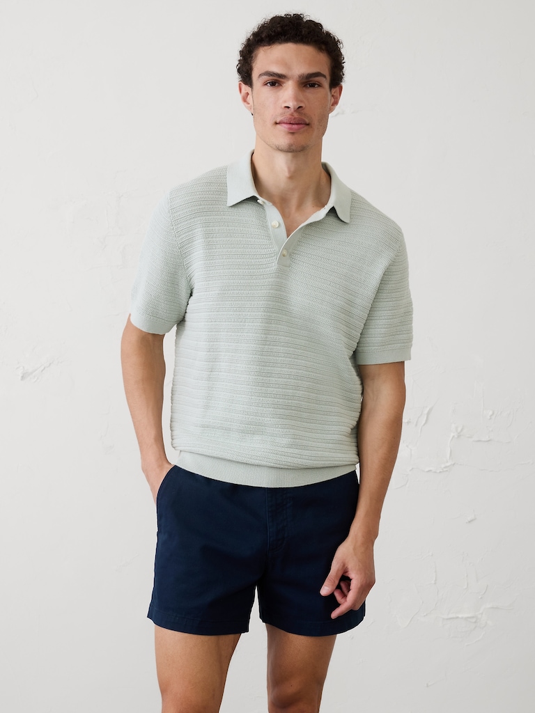 Textured Striped Sweater Polo