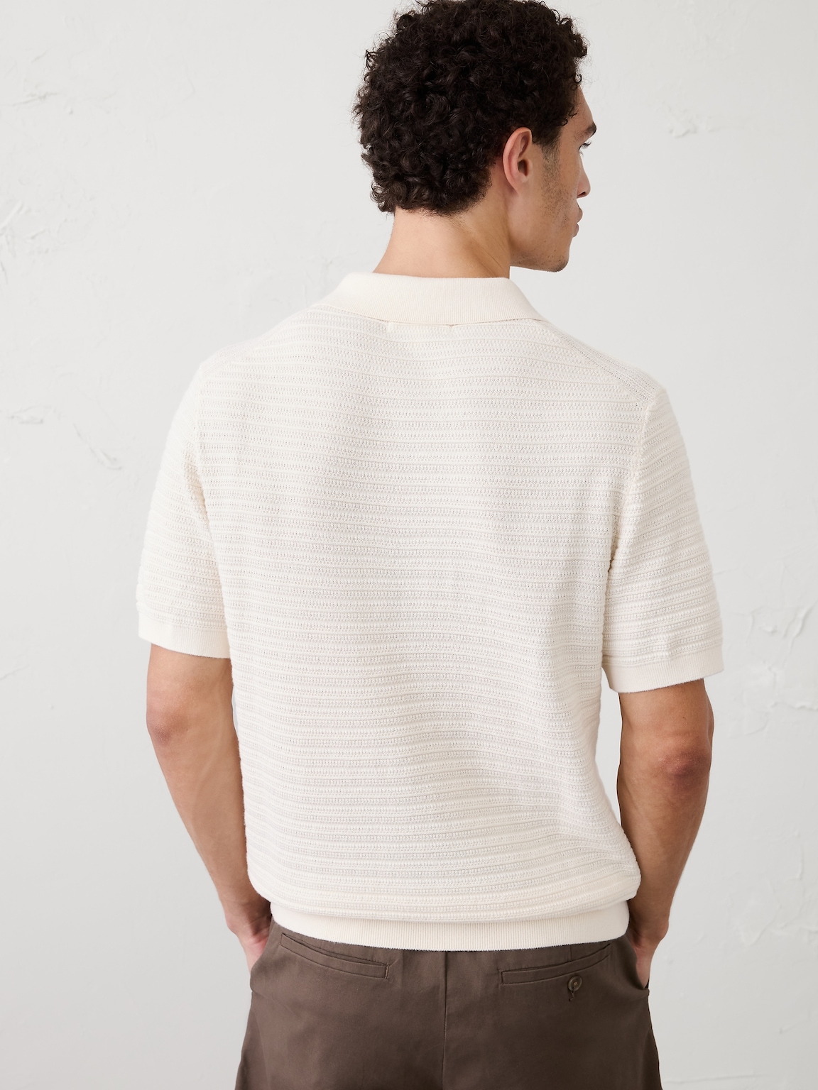 Textured Striped Sweater Polo