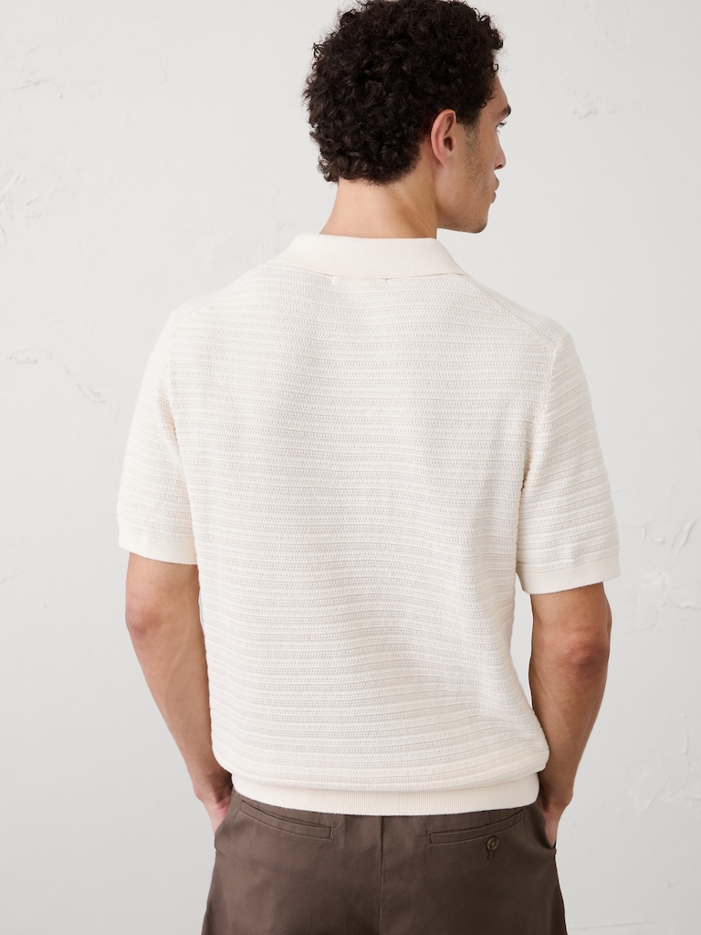 Textured Striped Sweater Polo