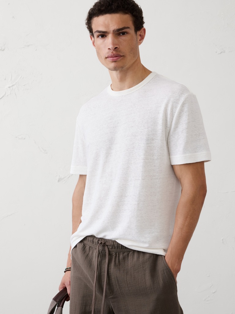 Standard-Fit Linen-Blend T-Shirt